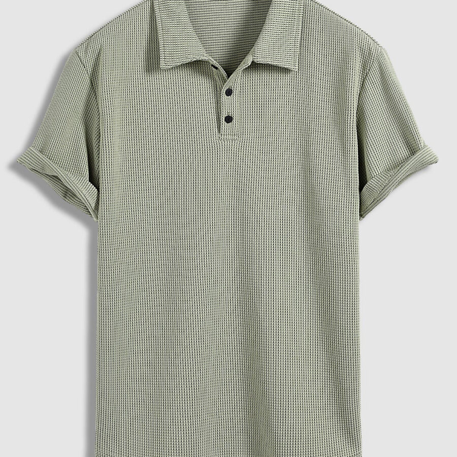 Men's solid color textured fabric everyday short-sleeved polo