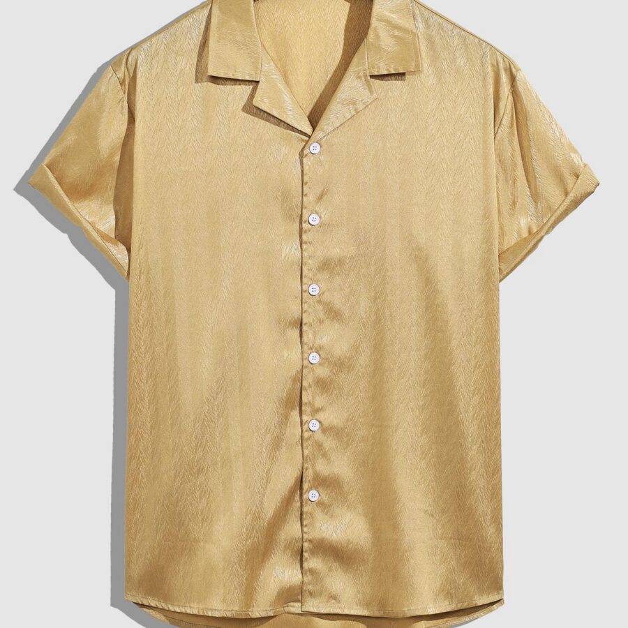 Men's Satin Texture Solid Color Everyday Cuban Collar Shirt