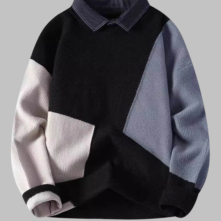 Men's Updated Denim Collar Knit Sweater