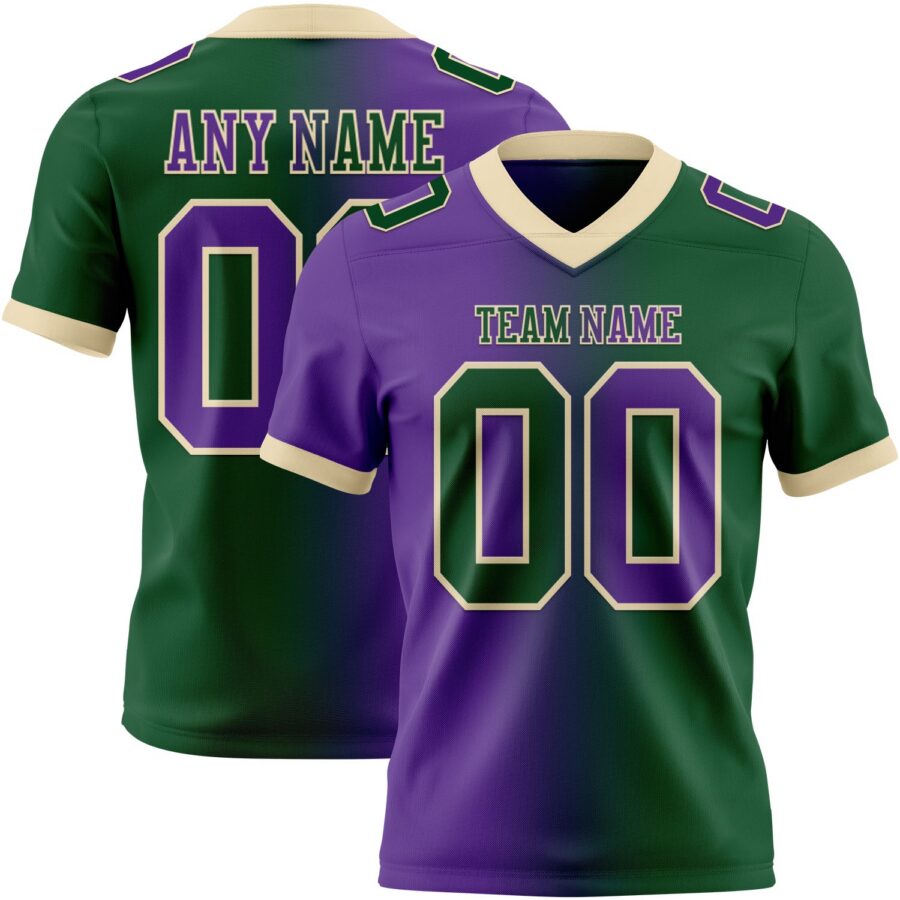 Custom Green Purple-Cream Authentic Gradient Fashion Football Jersey